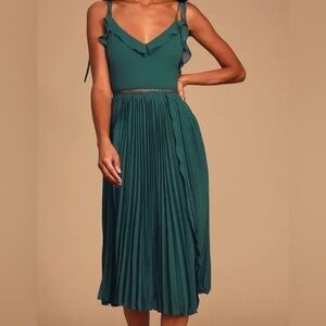 Lulu's Teal Ruffle Midi Dress